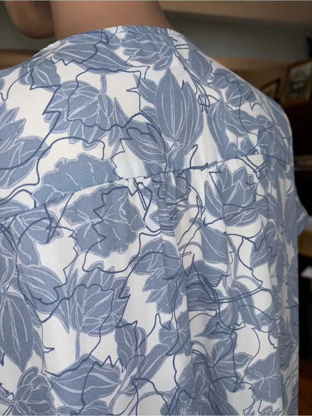 Chaus Blue & White Blouse with Leaf Print - Picture 6 of 9